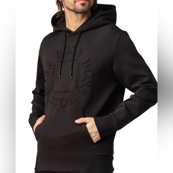 HUGO BOSS Men's Logo Details Hooded Sweatshirt in Black Size XL - Picture 14 of 14